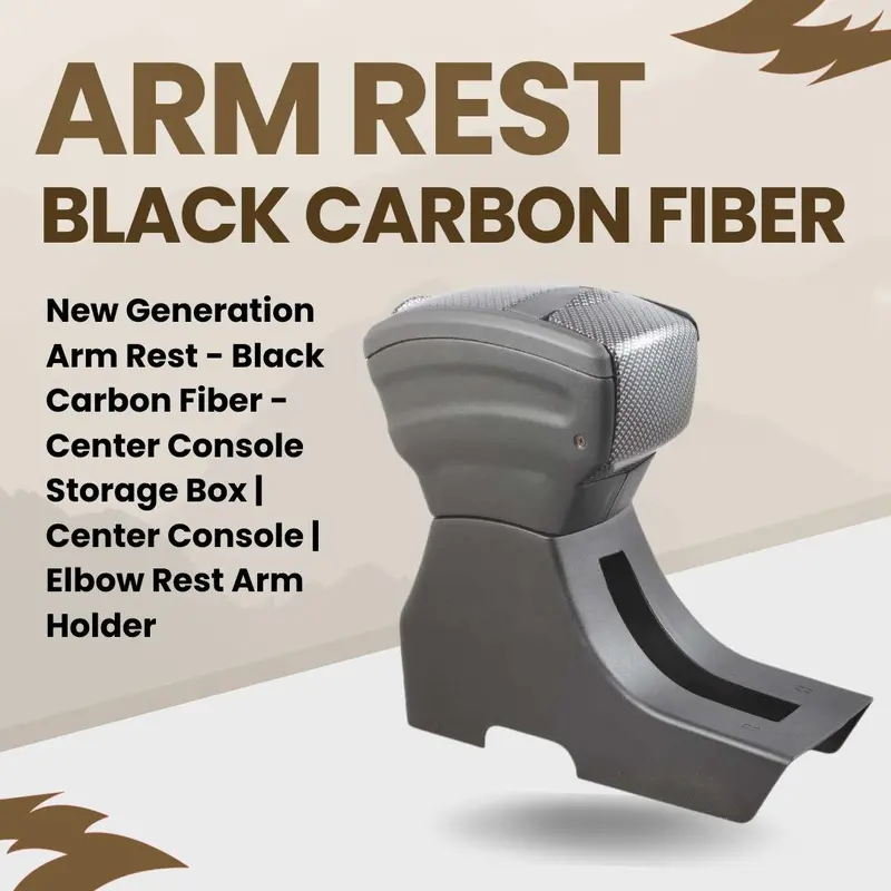 New Generation Arm Rest - Black Carbon Fiber - Center Console Storage Box | Center Console | Elbow Rest Arm Holder 1