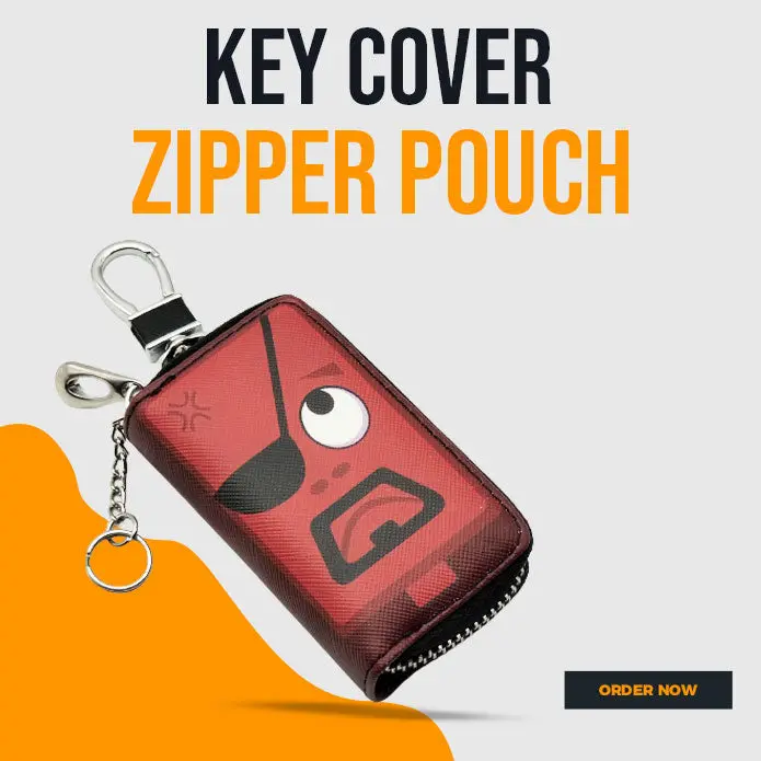 Nick Fury Zipper Matte Leather Key Cover Pouch With Keychain Ring 1