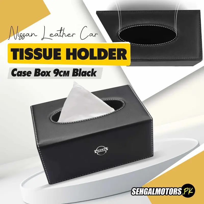 Nissan Leather Car Tissue Holder Case Box 9Cm Black 1