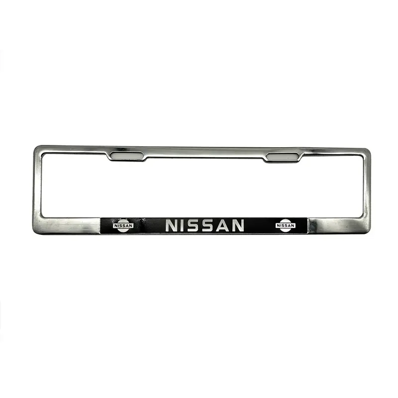 Nissan Logo Uk Style Chrome Metal License Number Plate Frame - Design B 2
