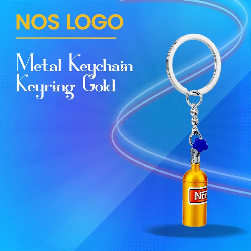 Nos Metal Keychain Keyring - Gold 1