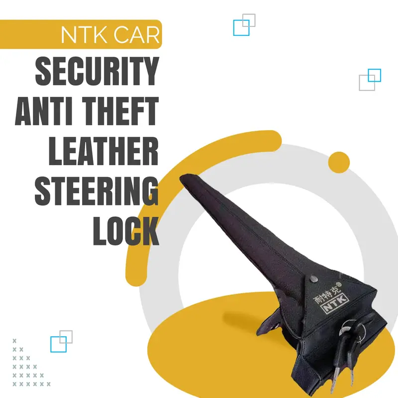 Ntk Car Security Anti Theft Leather Steering Lock - Universal Auto Antitheft Locking Car Steering Wheel Lock With Keys 1