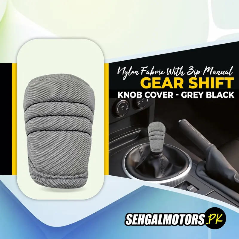 Nylon Fabric With Zip Manual Gear Shift Knob Cover - Grey With Black 1