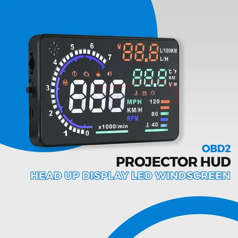 Obd2 Multifunctional Car Instrument Dual Display Screen - Smart Head Up 1