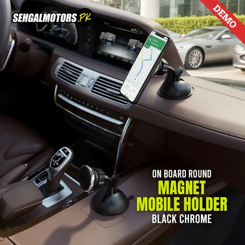 On Board Round Magnet Mobile Holder - Black Chrome A00332 1