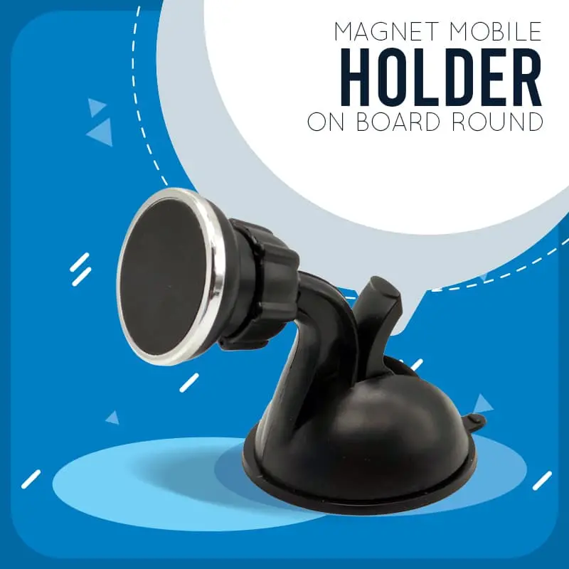 On Board Round Magnet Mobile Holder - Black Chrome A00332 2