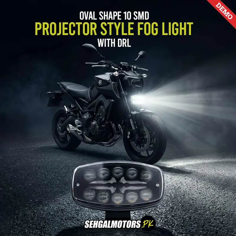 Oval Shape 10 Smd Projector Style With Drl Fog Light For Bike 12V-24V 1