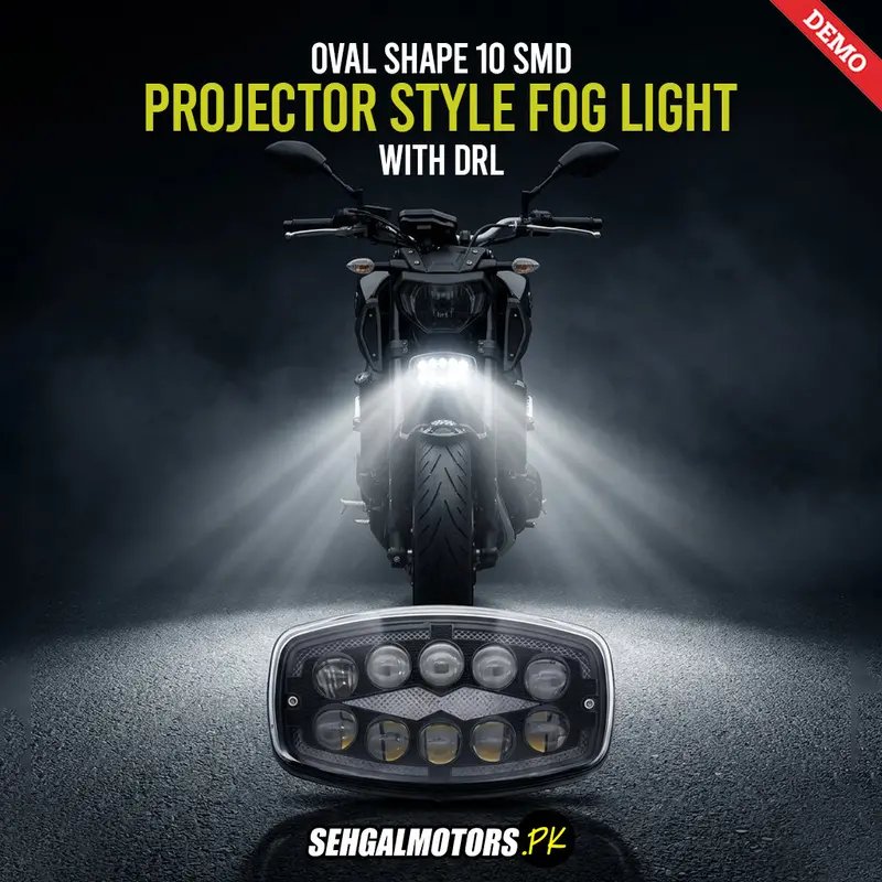 Oval Shape 10 Smd Projector Style With Drl Fog Light For Bike 12V-24V 1