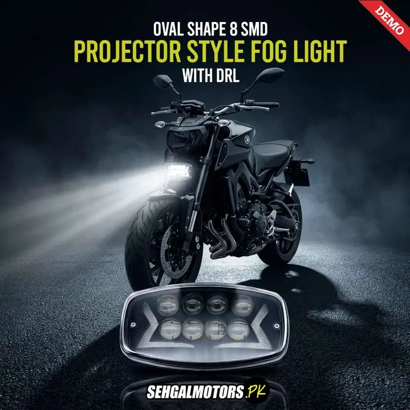 Oval Shape 8 Smd Projector Style With Drl Fog Light For Bike 12V-24V 1