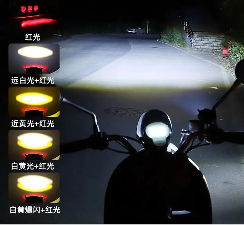 Owl Shape Motorcycle Led Headlight – Triple Lens Projector Lamp - Ullu Shape White & Red Devil Eye 2