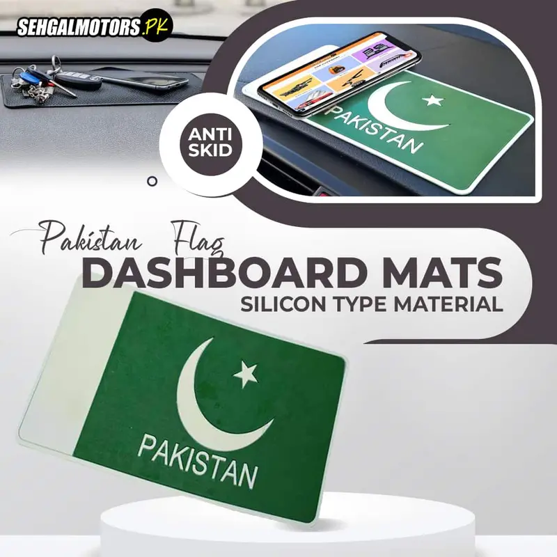 Pakistan Flag Anti-Skid Nonslip Dashboard Mats - Silicon Type Material | Car Anti Slip Mat 1