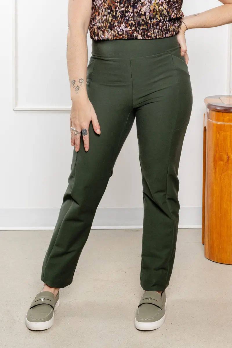 Pantalon Effet Denim Jambe Droite - Matcha 2