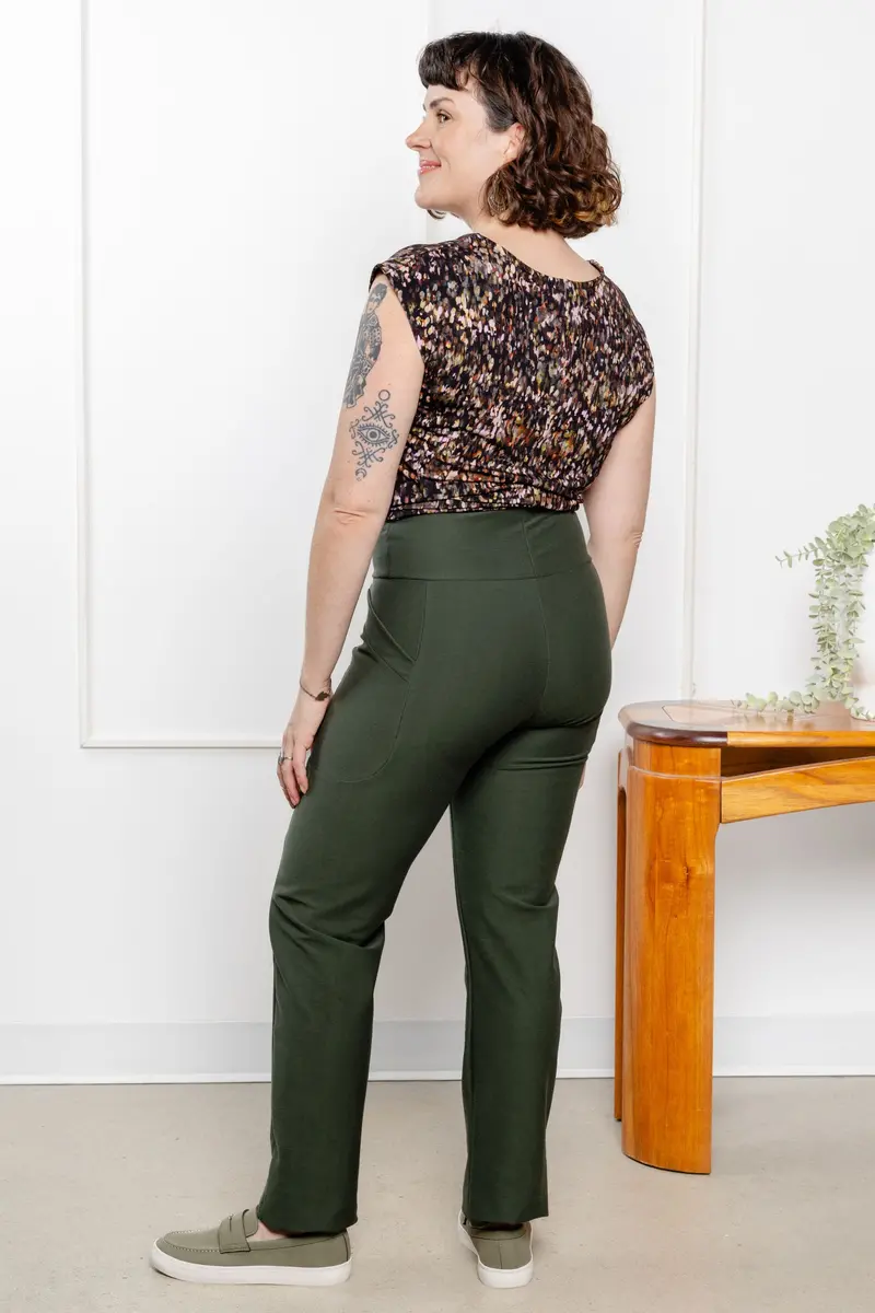 Pantalon Effet Denim Jambe Droite - Matcha 3