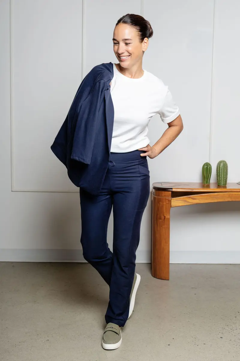Pantalon Effet Denim Jambe Droite - Minuit 1