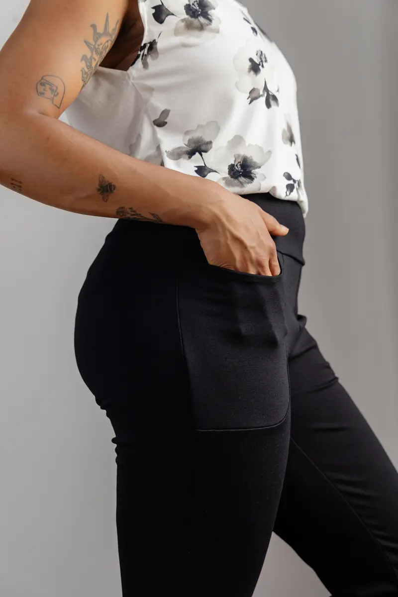 Pantalon Habillé Avec Poches Jambe Droite - Noir 2