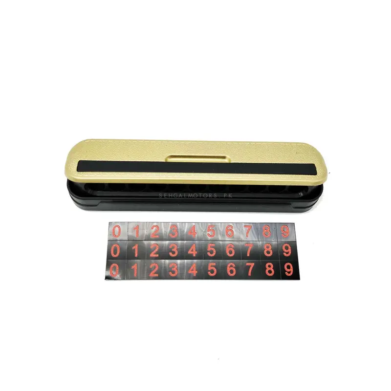 Parking Number Plate For Dashboard Black With Golden 2