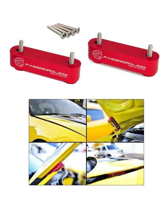 Password Jdm Hood Spacer - Red - Hood Risers Kit 1