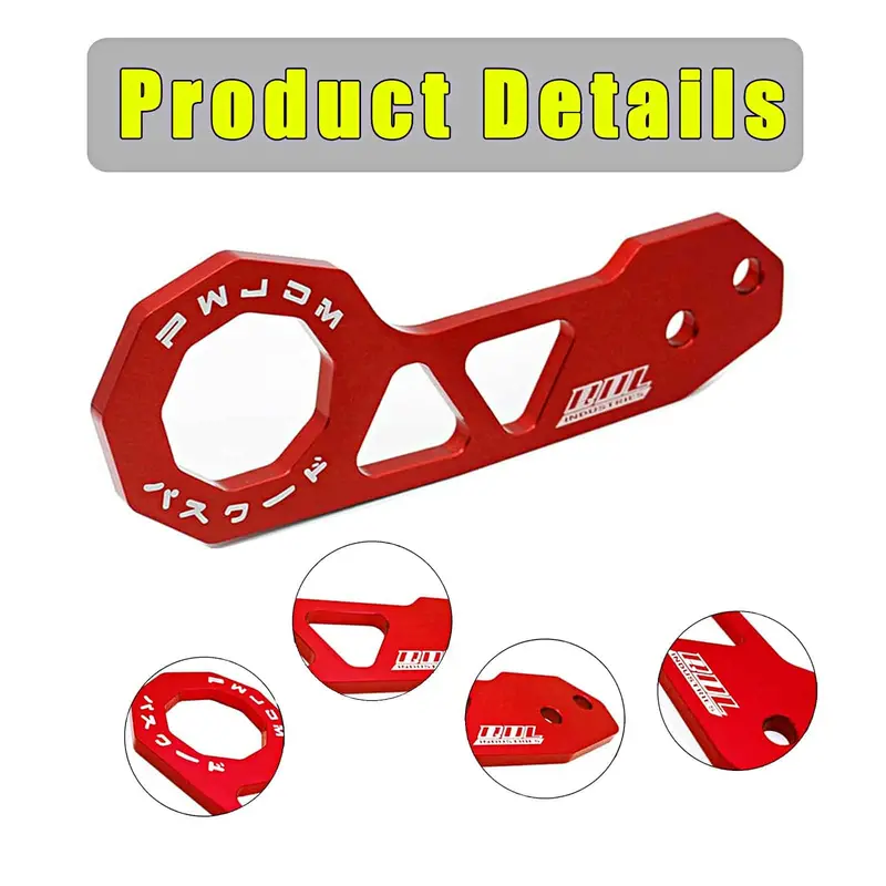 Password Jdm Rear Tow Hook - Red - Towing Hook | Tow Hook  For Car | Modification Drift Decoration 1