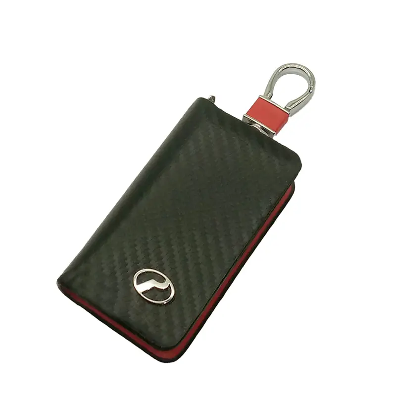 Perodua Zipper Key Cover Pouch Carbon Fiber With Keychain Ring 2