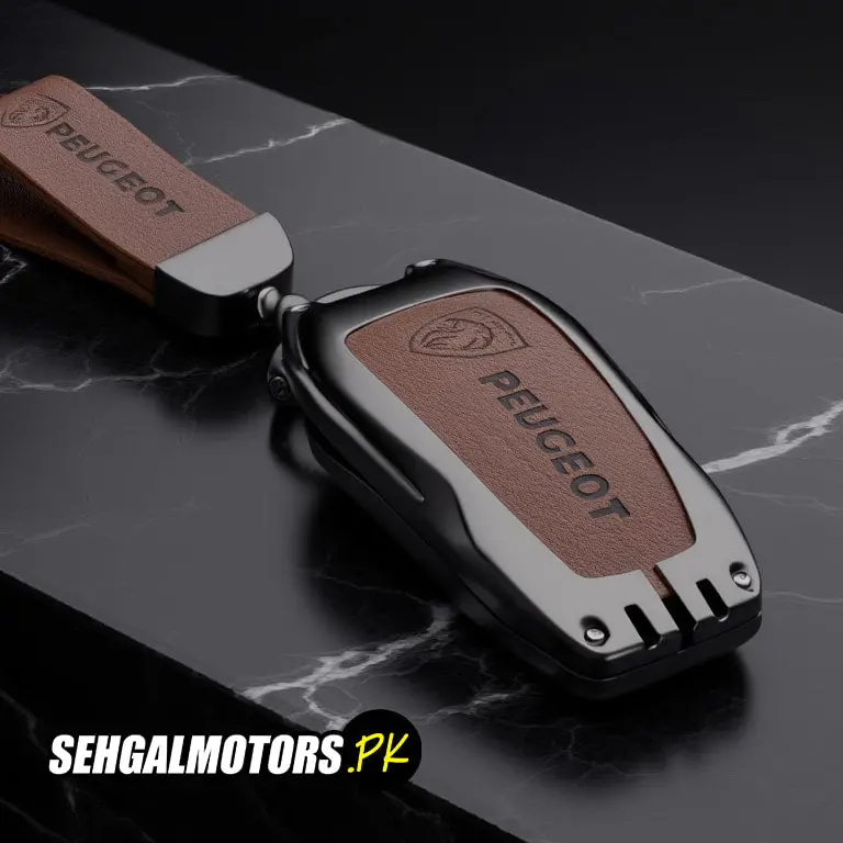 Peugeot 2008 Metal Key Shell Case Cover Brown With Logo 2022-2024 - Key Chain - Replacement Casing 2