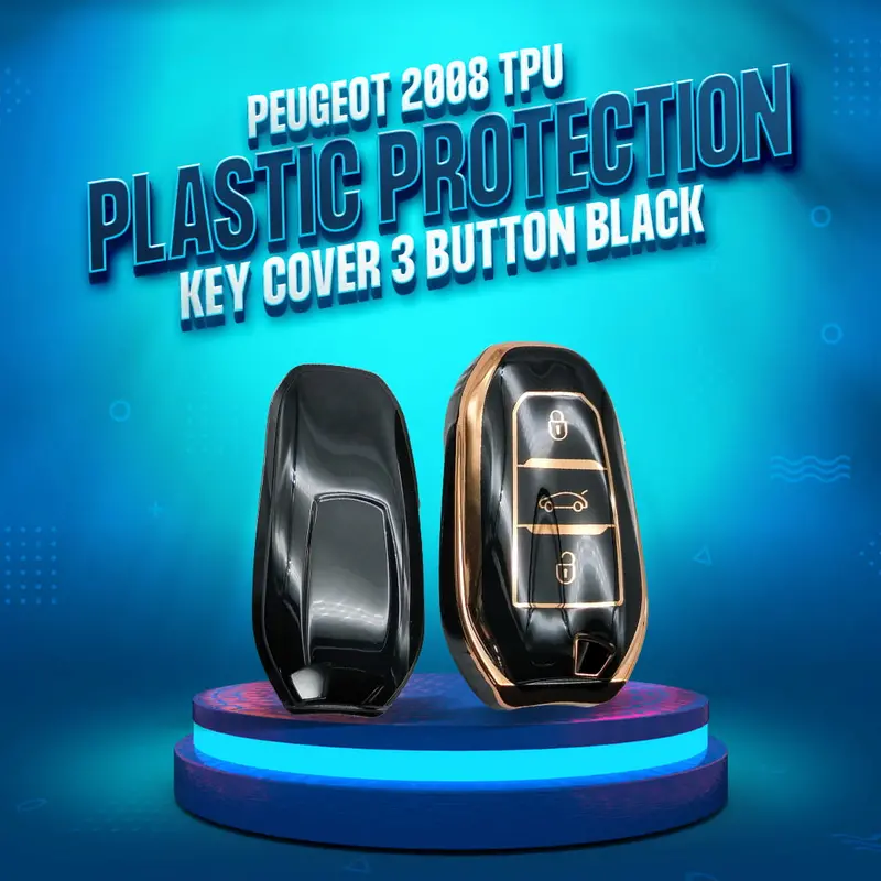 Peugeot 2008 Tpu Protection Key Cover 3 Button Black 2022 - 2025 1