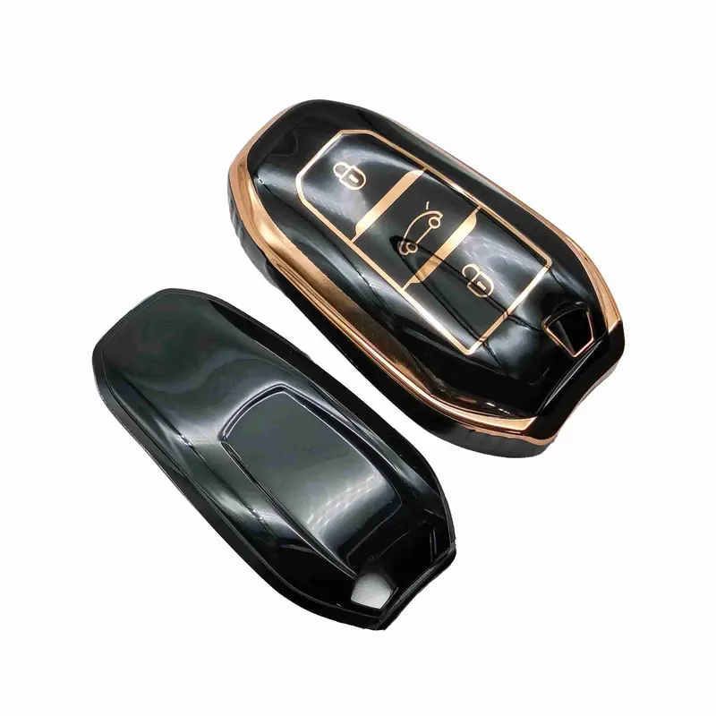 Peugeot 2008 Tpu Protection Key Cover 3 Button Black 2022 - 2025 2