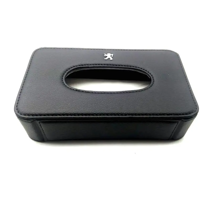 Peugeot Leather Car Sun Visor Sunshade Tissue Holder Case Box - Black 2