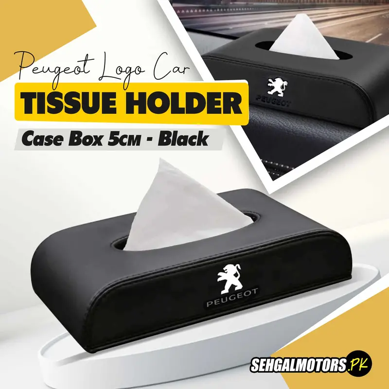 Peugeot Logo Car Tissue Holder Case Box 5Cm - Black 1