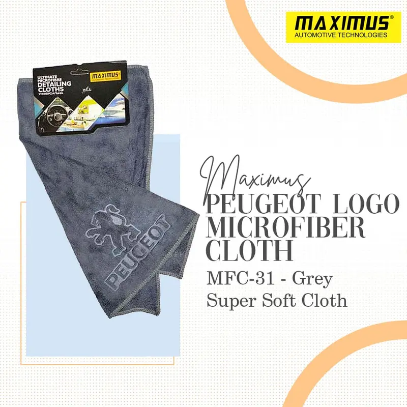 Peugeot Logo Microfiber Cloth Mfc-3140X40cm 400Gsm - Super Soft Cloth - Grey 1