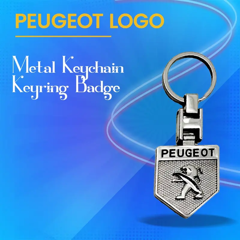 Peugeot Metal Keychain Keyring Badge Style - Chrome 1