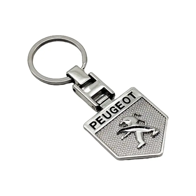 Peugeot Metal Keychain Keyring Badge Style - Chrome 2