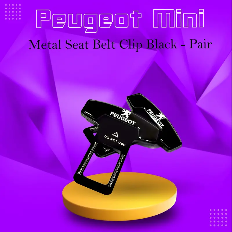Peugeot Mini Metal Seat Belt Clip Black - Pair 1