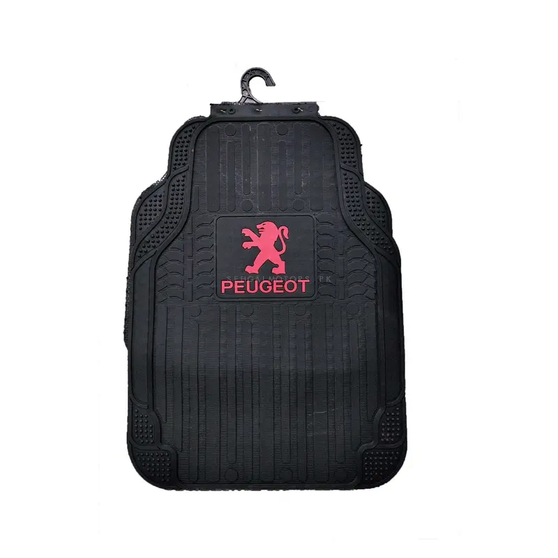 Peugeot Universal Pvc Rubber Floor Mat Black And Red Mix Design 5 Pcs - Foot Mat For Car 2