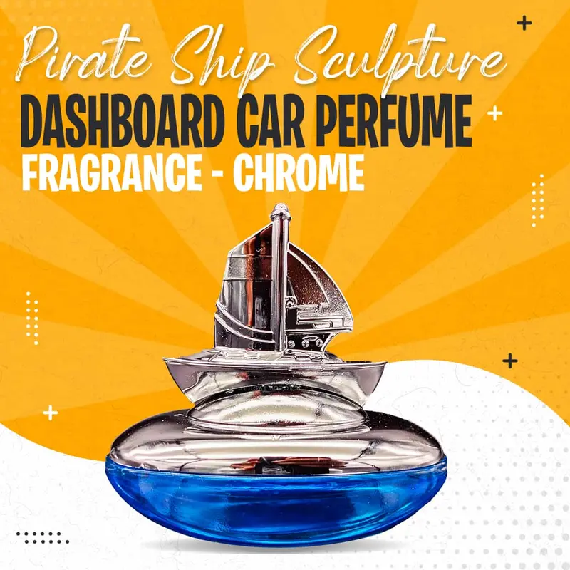 Pirate Ship Sculpture Dashboard Car Perfume Fragrance - Chrome 1