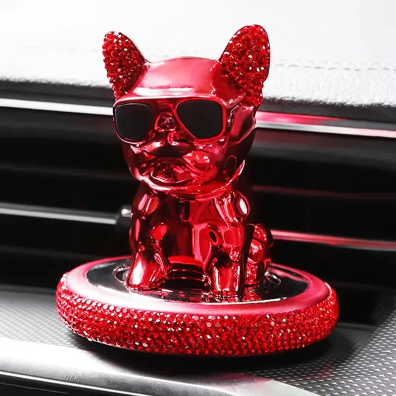 Pitbull Bully Electroplated Dog With Diamond Car Perfume Fragrance - Multi - For Dashboard Silver 1