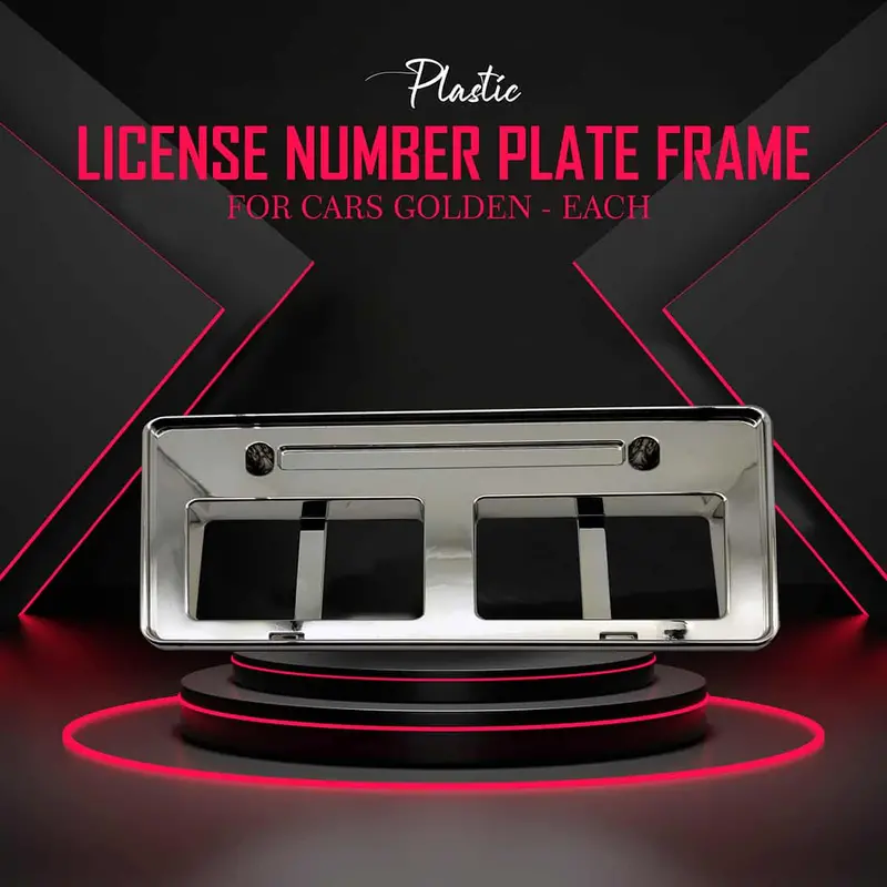 Plastic License Number Plate Frame For Cars Golden - Each 1