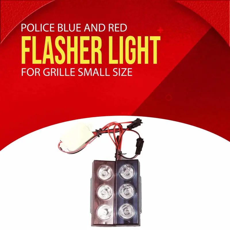 Police Blue And Red Flasher Light For Grille Small Size 1