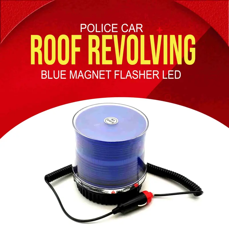 Police Car Roof Revolving Blue Magnet Flasher Led 12V 10.5X11.5Cm 1