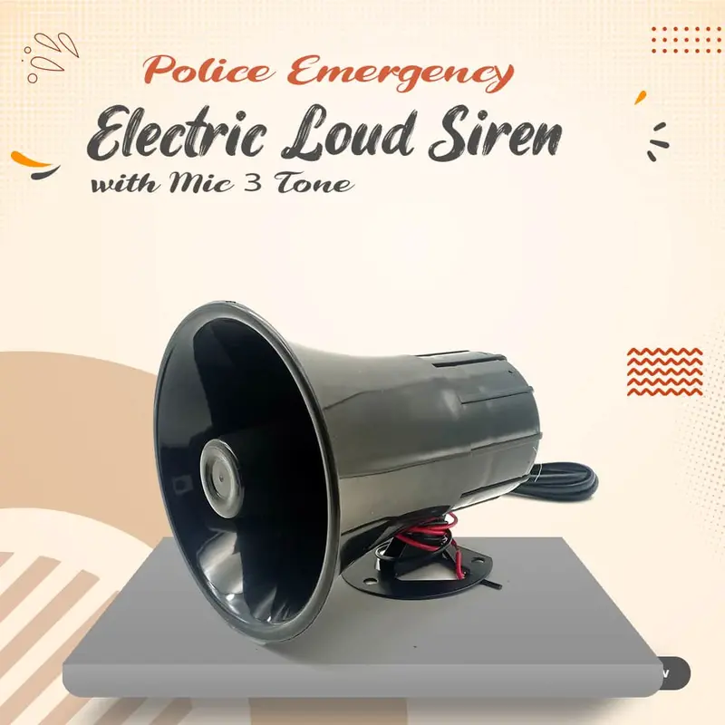 Police Emergency Electric Loud Siren With Mic 3 Tone 1