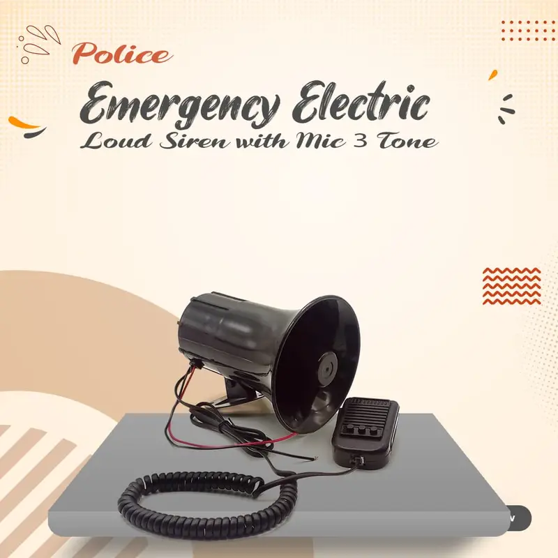 Police Emergency Electric Loud Siren With Mic 3 Tone 2