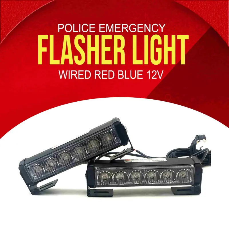 Police Emergency Flasher Light Wired Red Blue 12V 1