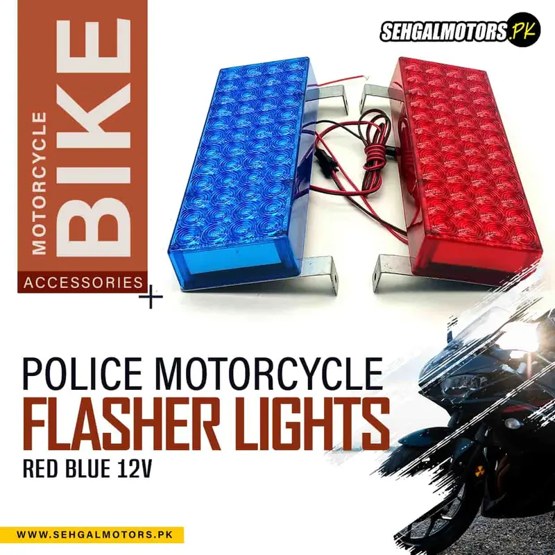Police Emergency Motorcycle Flasher Lights Red Blue 12V 1