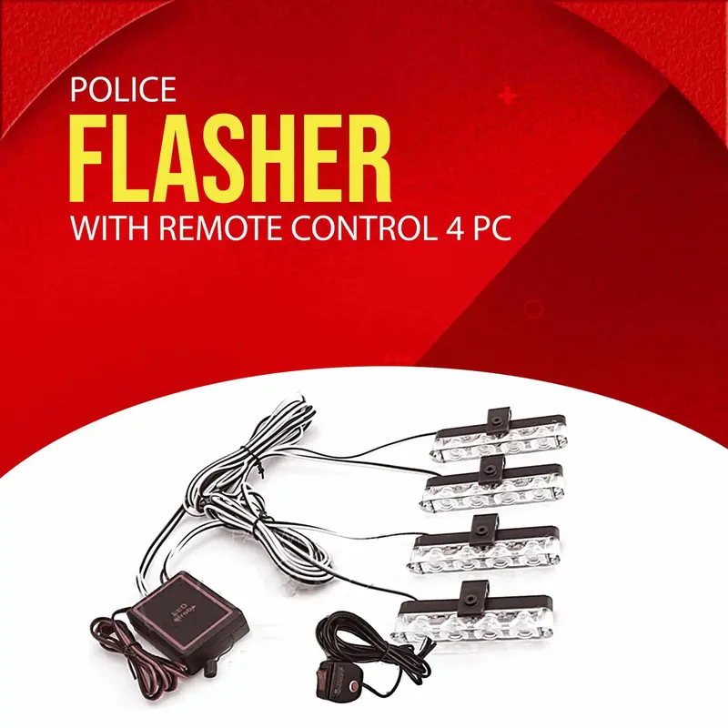 Police Flasher 4 Led With Remote Control 4 Pc - Flasher Lights | Police Flasher Lights For Cars 1