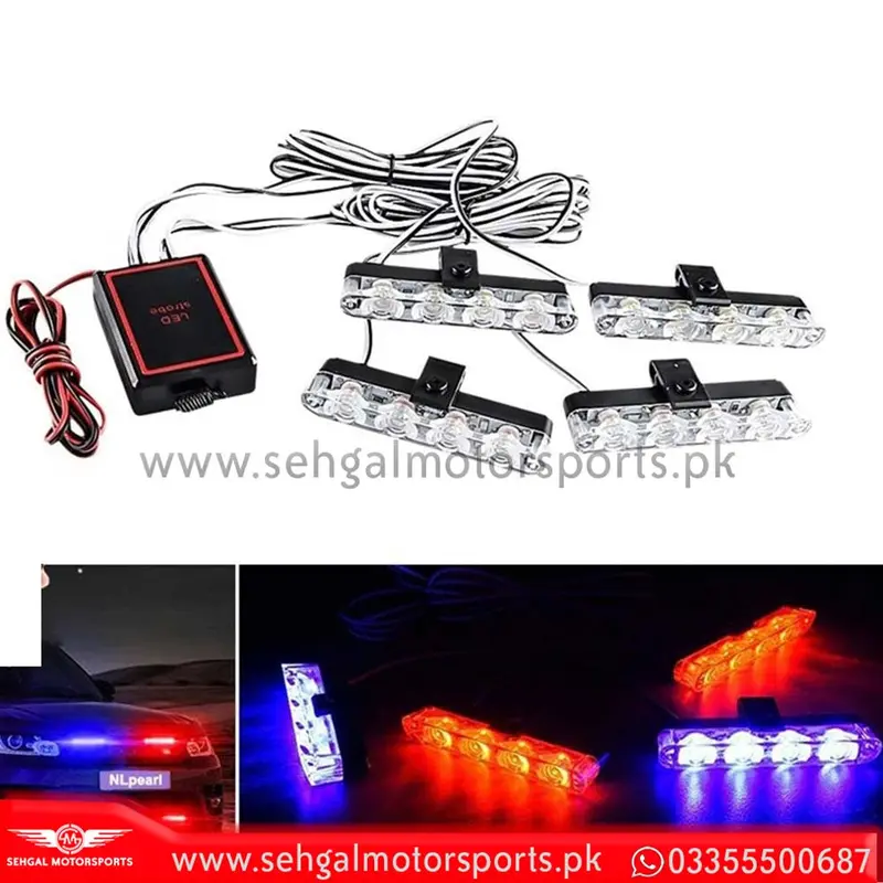 Police Flasher Light With Remote (159 A 12V ) 4 Pcs Red / Blue 1