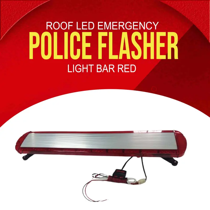 Police Flasher Roof Led Emergency Light Bar Red - 12V 1