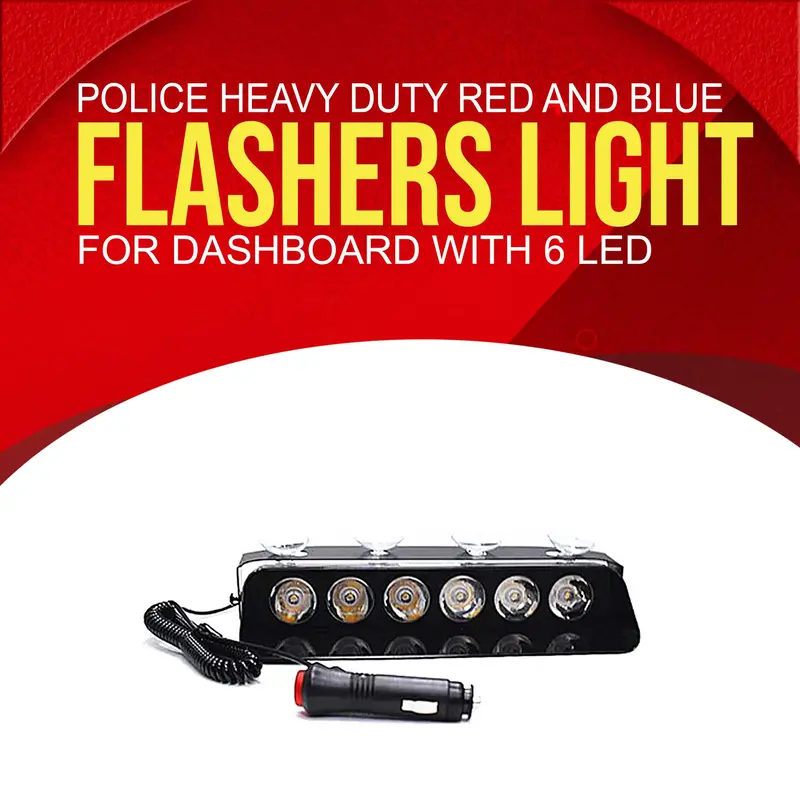 Police Heavy Duty Red And Blue Flashers Light For Dashboard With 6 Led - Code S6 1