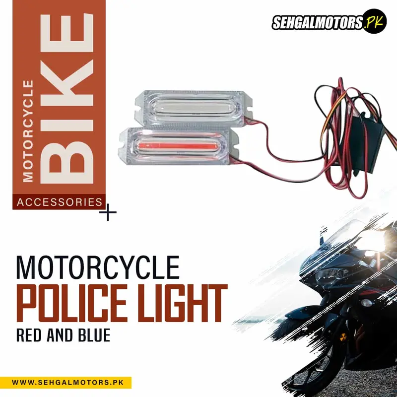 Police Light Motorcycle Bike Red And Blue 1