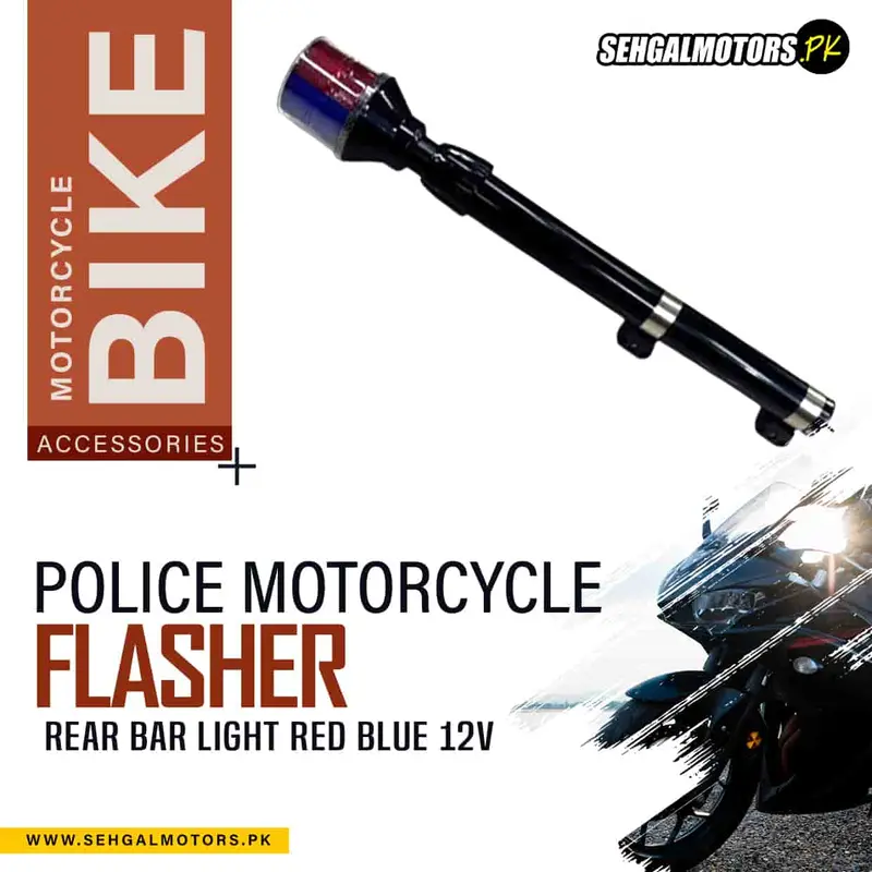 Police Motorcycle Emergency Flasher Rear Bar Light Red Blue 12V 1