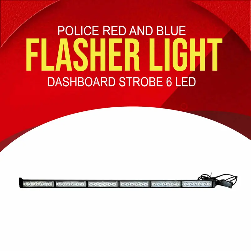 Police Red And Blue Dashboard Strobe Flasher Light 6 Led 1