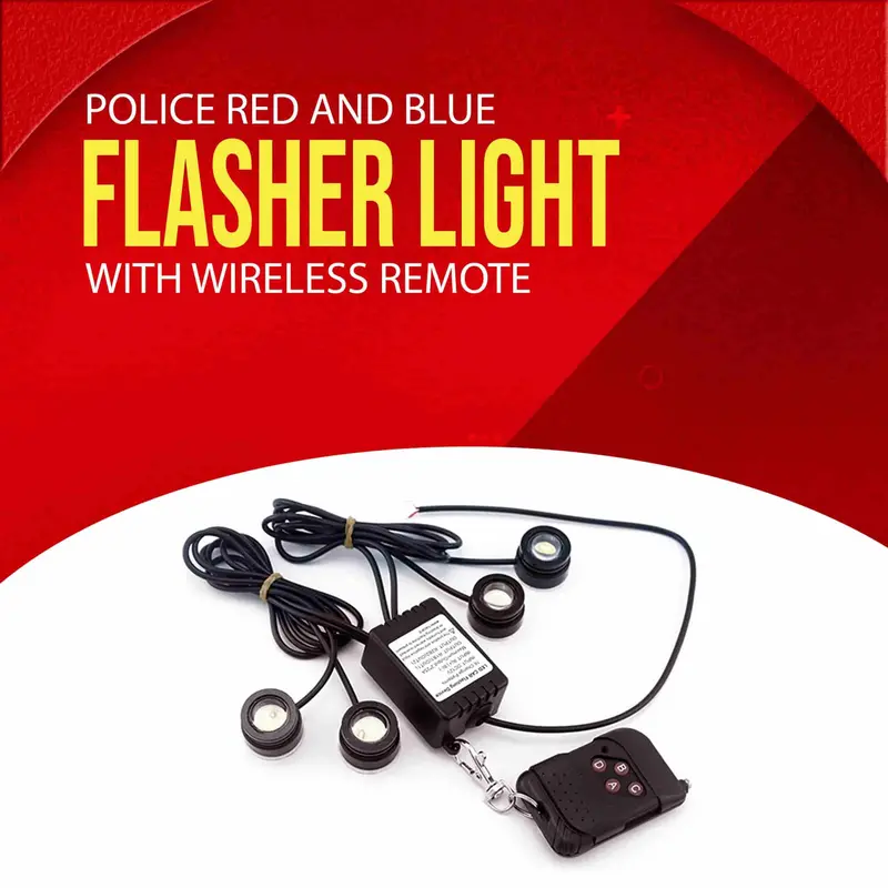 Police Red And Blue Spot Flasher Light With Wireless Remote 1